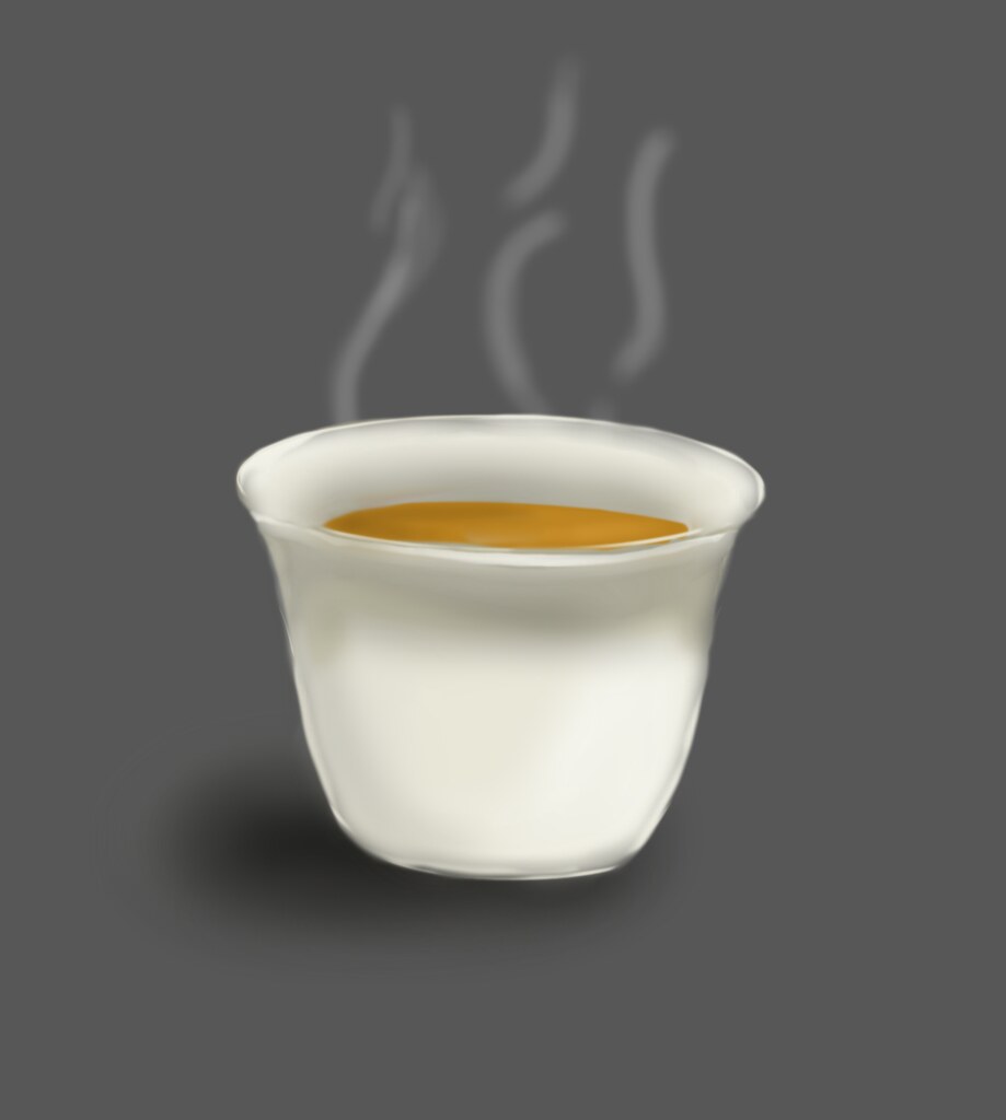 رسم فنجان قهوة عربي بخطوه رسم العين
