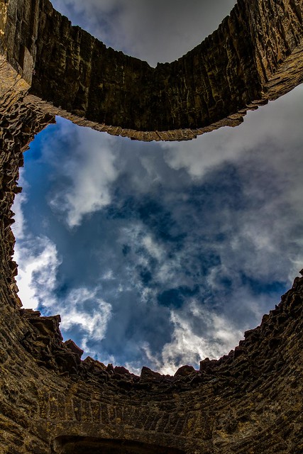 Looking up inside Farleigh Hungerford Castle