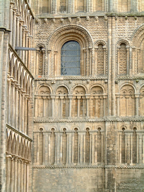blind arcading on western transept of Ely Cathedral