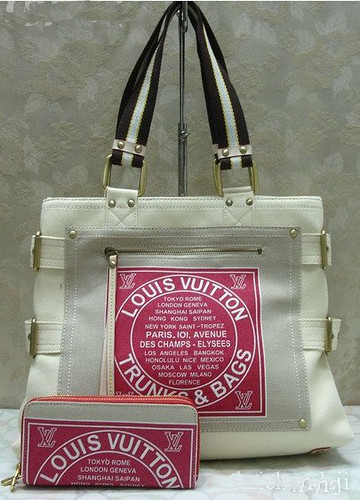 louis vuitton globe shopper canvas bag with wallet