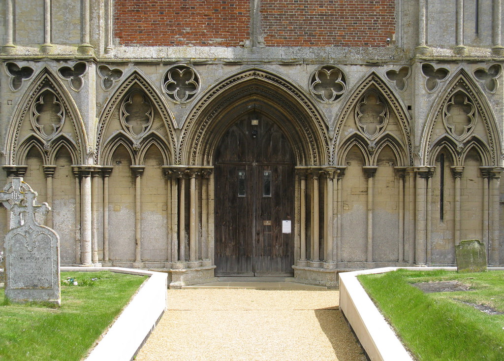 The west front blind arcading and Geometric tracery, the Priory Church of St Mary, Binham, Norfolk, England