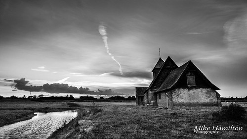 old uk sunset england building abandoned mike church clouds canon river landscape kent scenery stream religion hamilton scenic 7d derelict cloudporn fairfield fairfieldchurch mikehamilton canon7d romneymarch