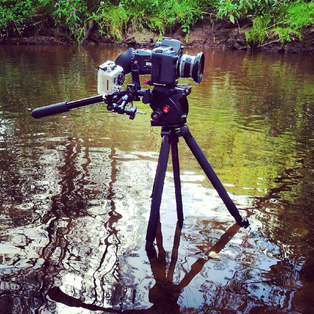 Canon 5D MKII in a river doing a long exposure yesterday