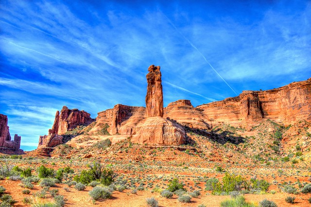 Epic Sky and 3 Sisters Monument in Arches National Park Utah
