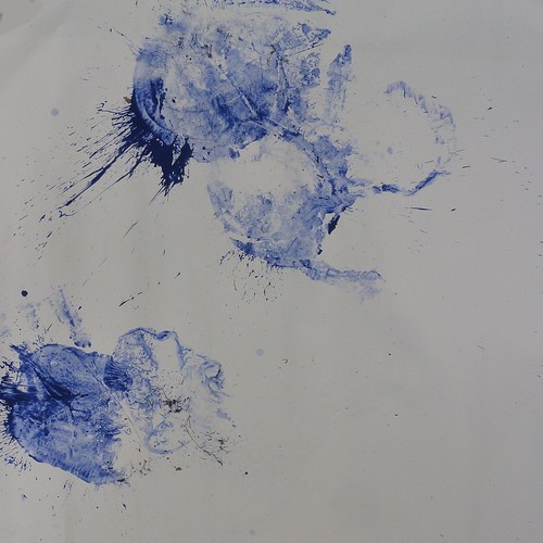 Yves Klein hitting earth (monoprint, 80 x 80 cm)
