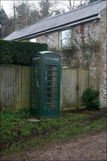 Friston Forest near Litlington A green telephone box at the entrance to Friston Forest near Litlington