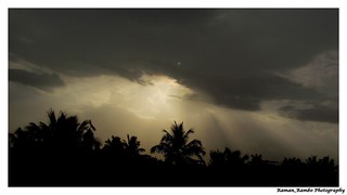 Sunset behind monsoon clouds