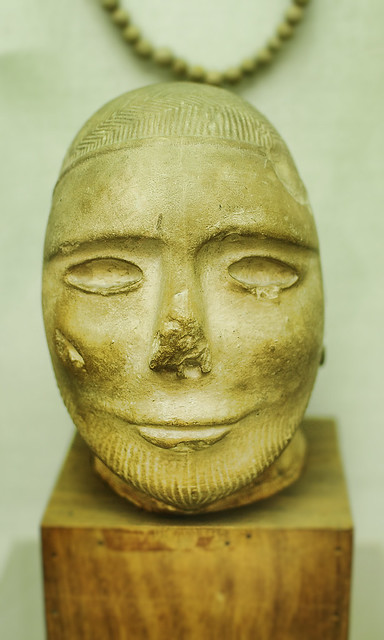Priest Head (Limestone) from Mohenjo-daro, C- 2700-2000 BC