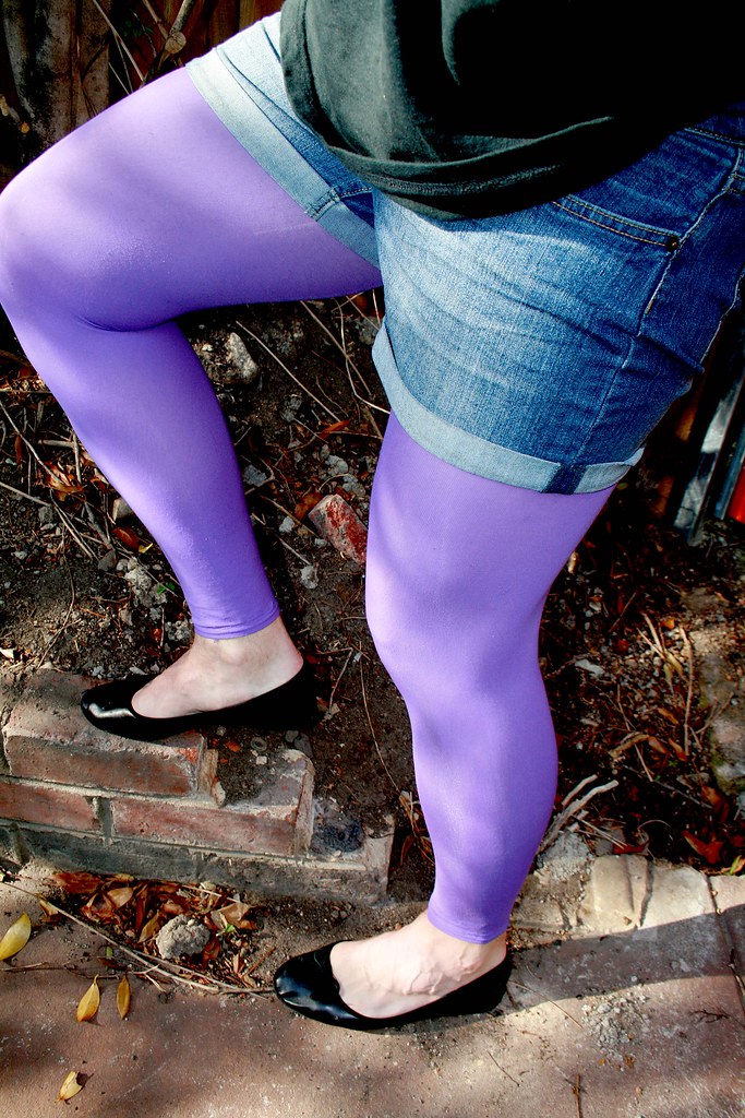 Purple footless tights and black ballet flats | I do love th… | Flickr