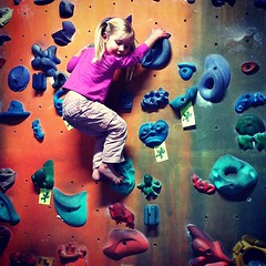 Leah's new favorite pastime.  Went to the climbing gym today at her request. #iamecstatic