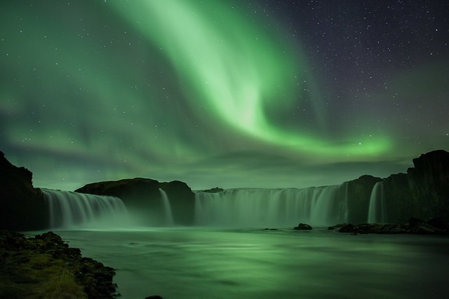 Northern Lights tour oct 2012 Goðafoss Waterfall
