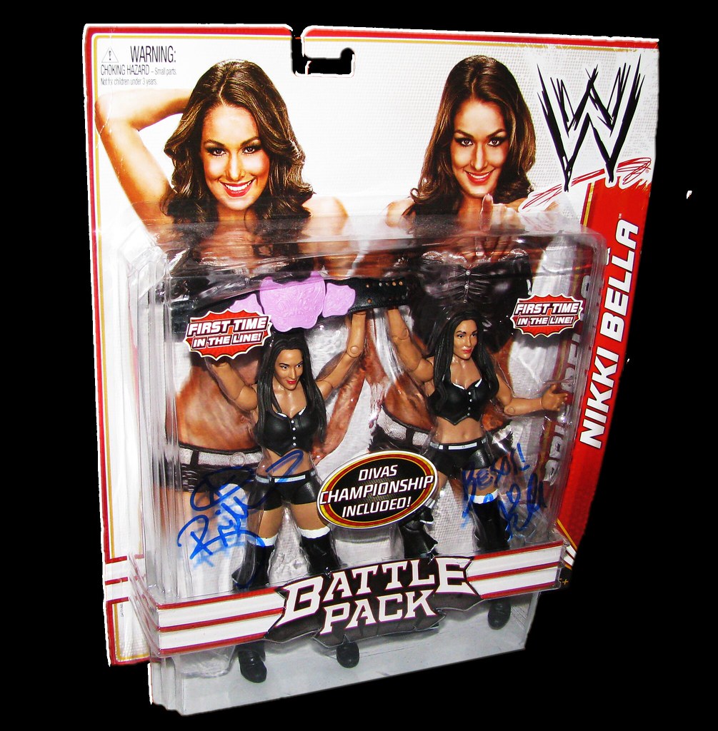 Bella Twins (Brie & Nikki Bella) Autographed WWE Mattel Battle Pack Series 15 Figures