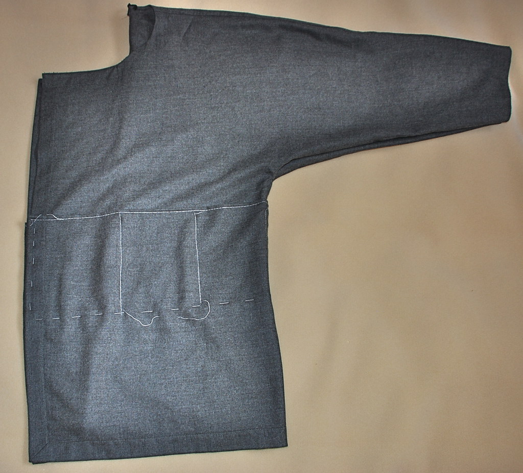 Side view of shortened jacket with pockets basted in | Flickr