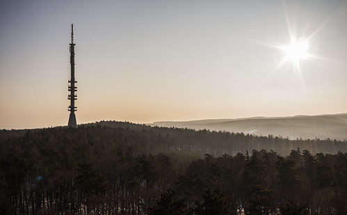 wood winter sunset sun tower landscape tv sopron