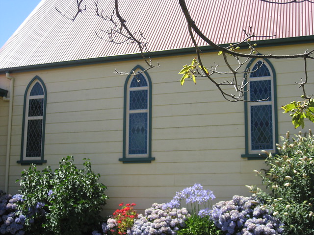 Pointed Stained Glass Windows of the Korumburra Baptist Church - Corner of Mine Road and Hymans Street, Korumburra
