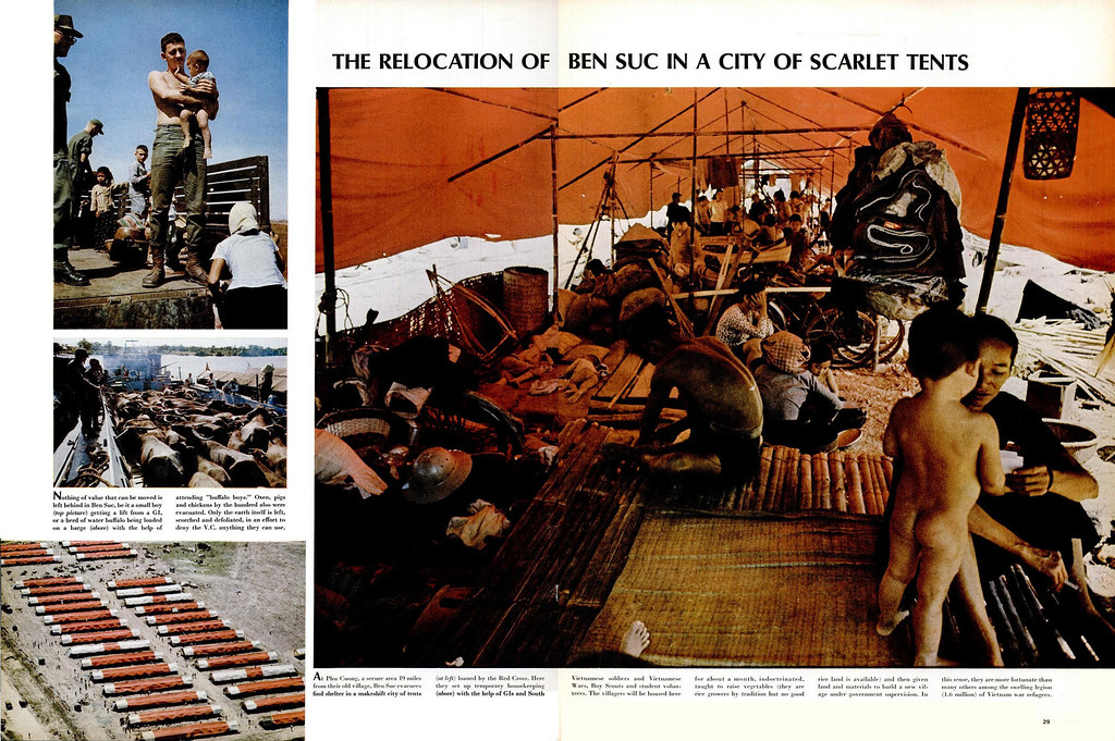 LIFE Magazine Jan 27, 1967 (6) - THE RELOCATION OF BEN SUC IN A CITY OF SCARLET TENTS - Tái định cư dân làng Bến Súc trong một thành phố lều màu đỏ tươi