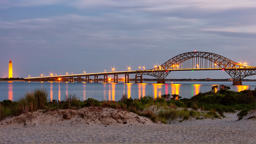 statepark bridge sunset color reflection tower beach water clouds pencil print photography photo scenery colorful gallery unitedstates state image cloudy dusk fineart stock scenic picture canvas starburst causeway traffictrails robertmoses captree croporama mikeorso