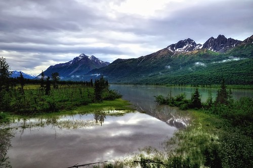 trees lake mountains nature alaska day unitedstates cloudy overcast palmer snowcapped day12 waterreflections knikriver project365 colorefexpro denalistar nikond90 trainridetodenali outdoorviewingdeck reflectionsontheknikriver