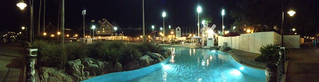 Disney Yacht & Beach Club pool at night