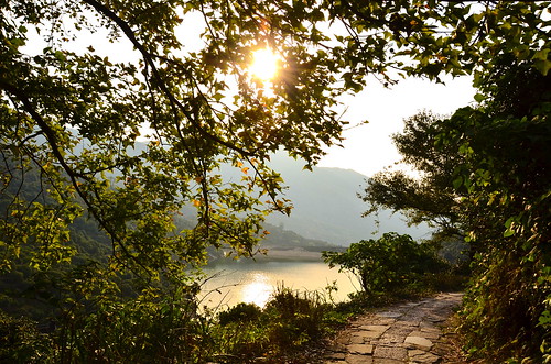 china autumn sunset sky sun mountain lake reflection tree nature water leaves nikon 大罗山