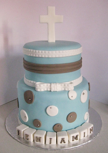 Ribbons & Dots Baptism cake