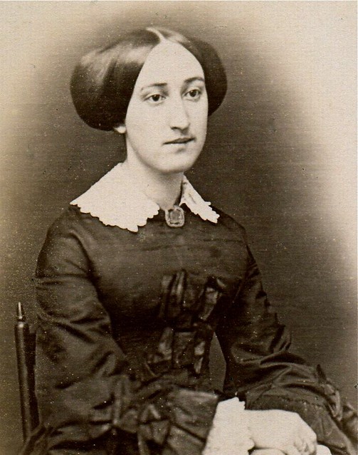 Mary Chadwick Brooks Anderson Wearing a Mourning Brooch, Detail, Albumen Cabinet Card of Circa 1855 Daguerreotype, Detail