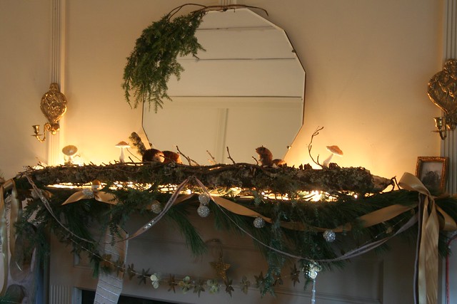 christmas mantle, from the garden