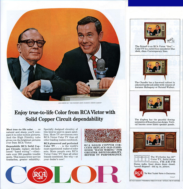 Jack BENNY & Johnny CARSON on The Tonight Show - RCA Victor COLOR TV Ad, 1965