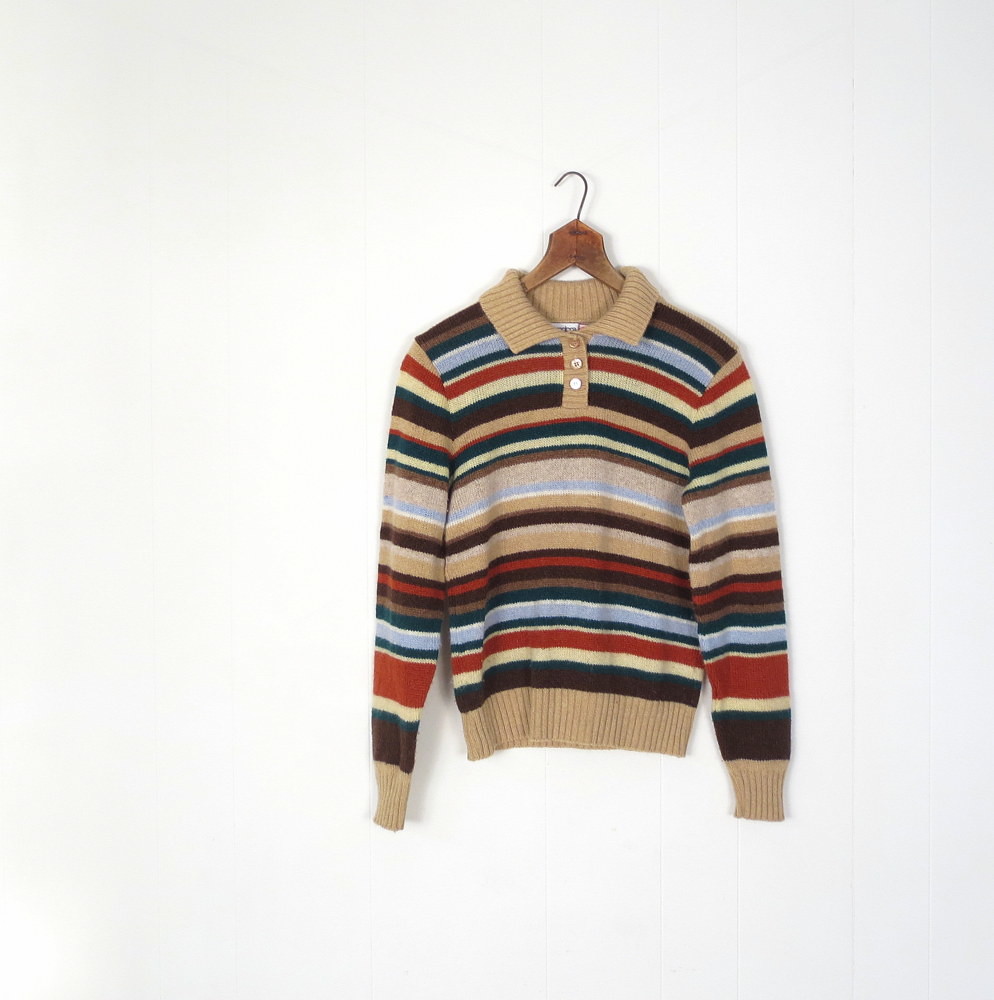 1970s earthtone stripe polo sweater, by Pandora Scotchkin | Flickr