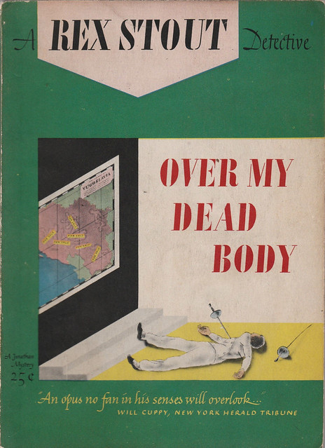 Rex Stout - Over My Dead Body (1943, Jonathan Press Mystery #J6, cover art by George Salter)