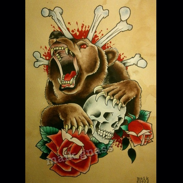 Karhu Reborn Skull Tattoo - Bear - Posters and Art Prints | TeePublic