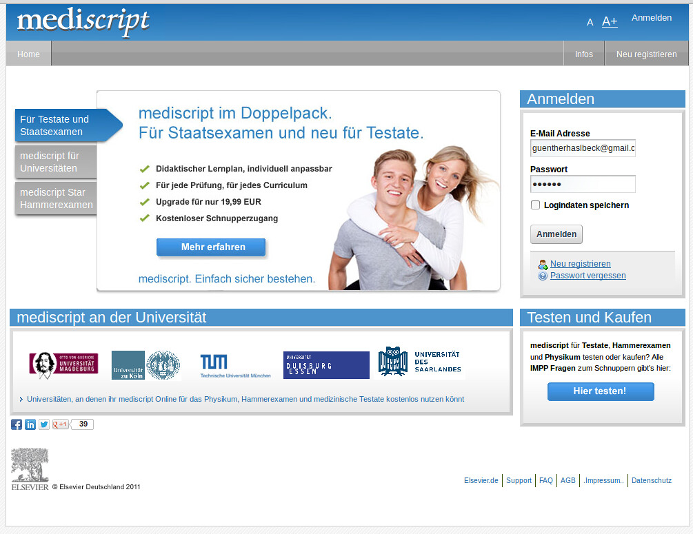 Mediscript Freischalten : Elsevier – SUOV