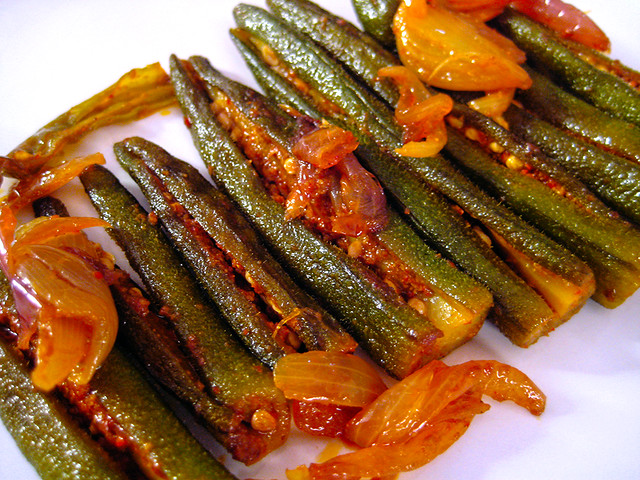 Stuffed Okra Recipe From Indian Cuisine By Sonia Goyal