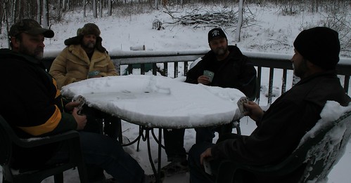 wisconsin winter snow poker porch backyard cards muskego erictank