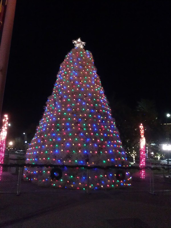 Merry Christmas! This tree in downtown Chandler, Arizona is made from stacked up tumbleweed.