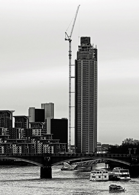 Growing London Skyline - View from Westminster Bridge (EM5) (BW)