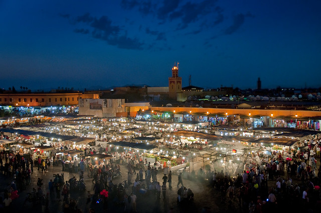 Morocco - Marrakech - Jemaa el-Fna Square at blue hour