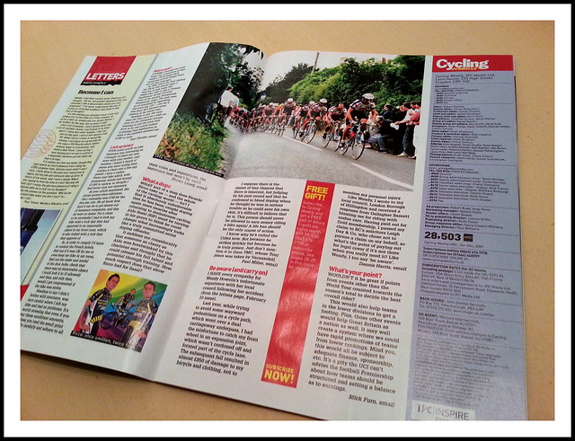 Cycling Weekly magazine, February 24th 2011 edition, in which one of my own Tour de France photo appeared  - see comments .