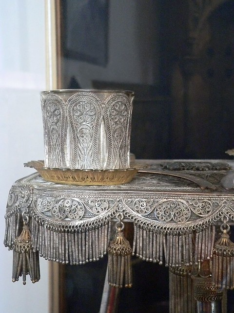 Silver filigree container given as a wedding gift to Crown Prince Ferdinand and the future Queen Marie of Roumania