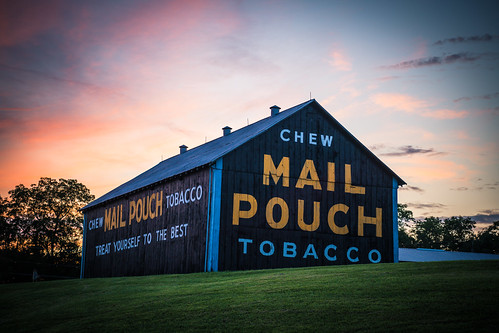 ohio barn chewmailpouchtobacco dusk signage sunset tobaccoadvertisement