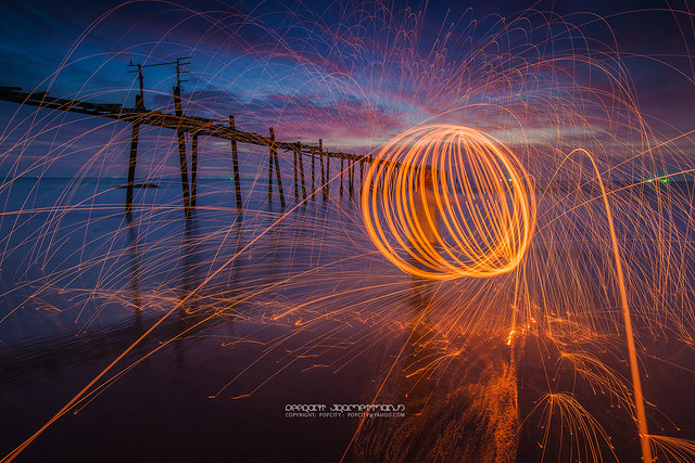 Steel Wool Photography at Sunset