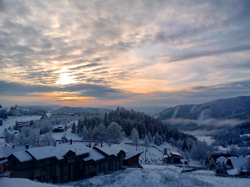 winter sunset snow slovakia donovaly