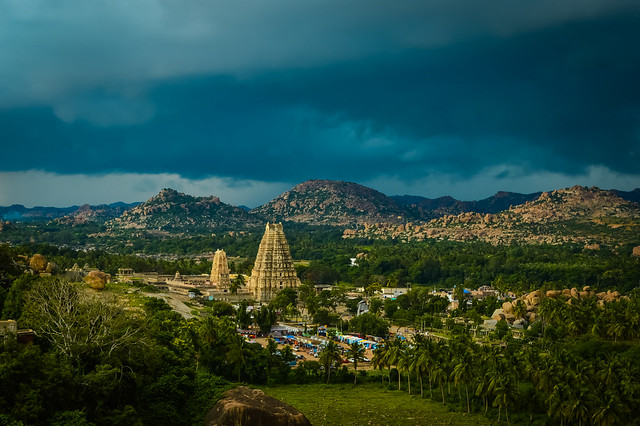 Close view of Virupaksha Temple from Mathanga Hills, Hampi!
