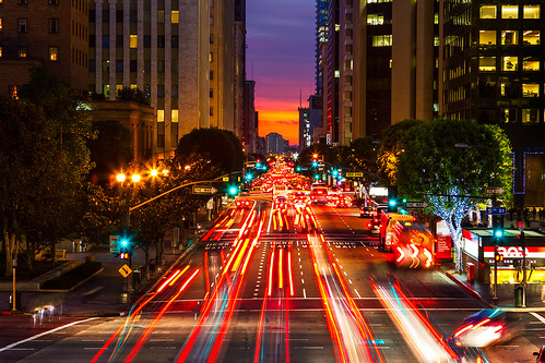 california sunset losangeles downtown lighttrails bluehour dtla downtownlosangeles 2470mm canon7d ©shabdrophoto