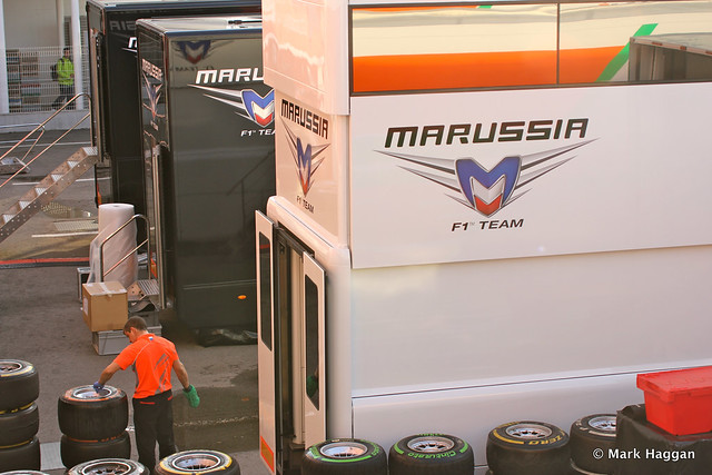The Marussia area in the paddock at Formula One Winter Testing, 3rd March 2013