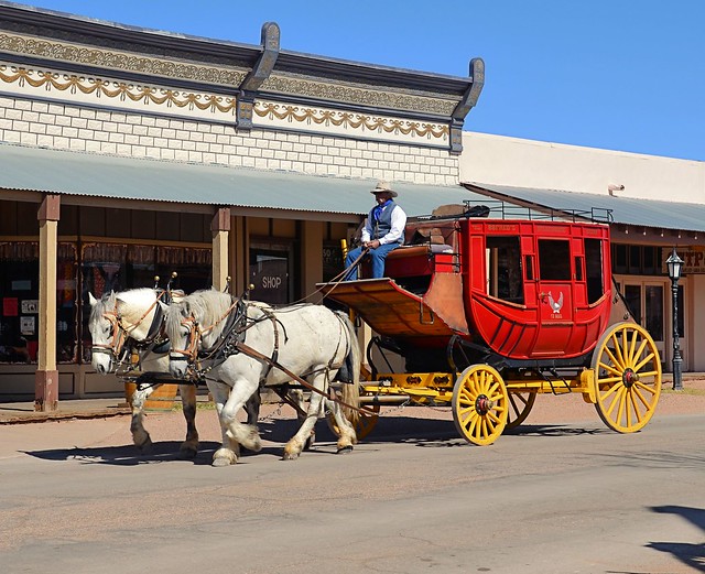 Tombstone: Red Stagecoach & Draft Horses