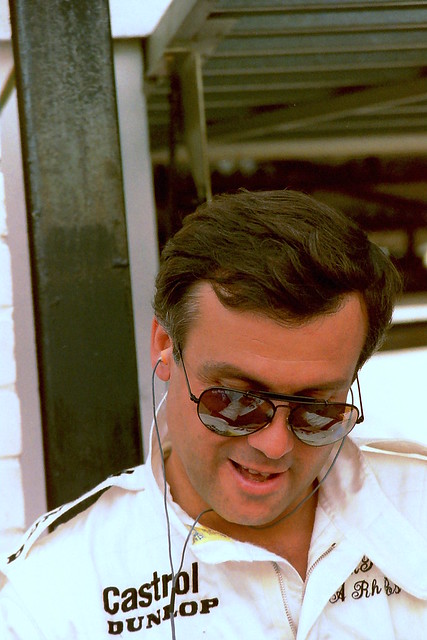 Patrick Tambay in the pits before the 1989 World Sports Prototype Championship race at Brands Hatch