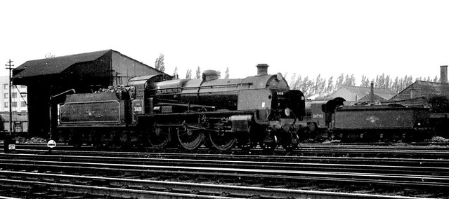 Railways - U 2-6-0 31618 stands outside Basingstoke shed