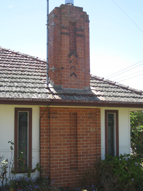 The Red Brick Stepped Chimney of an Art Deco Villa - Leongatha