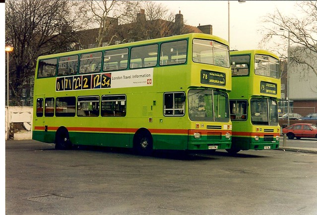 Grey Green British Bus